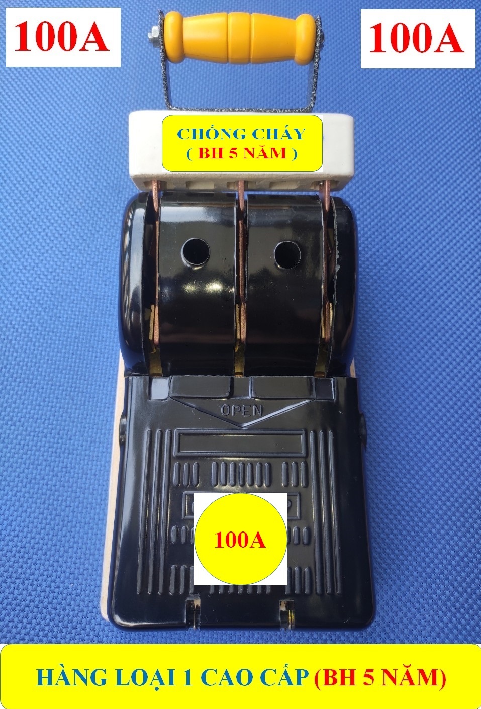 CẦU DAO SỨ 100A 3 PHA (BH 5 NĂM) VỎ ĐEN PHENOLIC CHỐNG CHÁY + Cực ĐỒNG TO đúc 100% HÀNG LOẠI 1 Cao Cấp (bộ 1 sản phẩm)