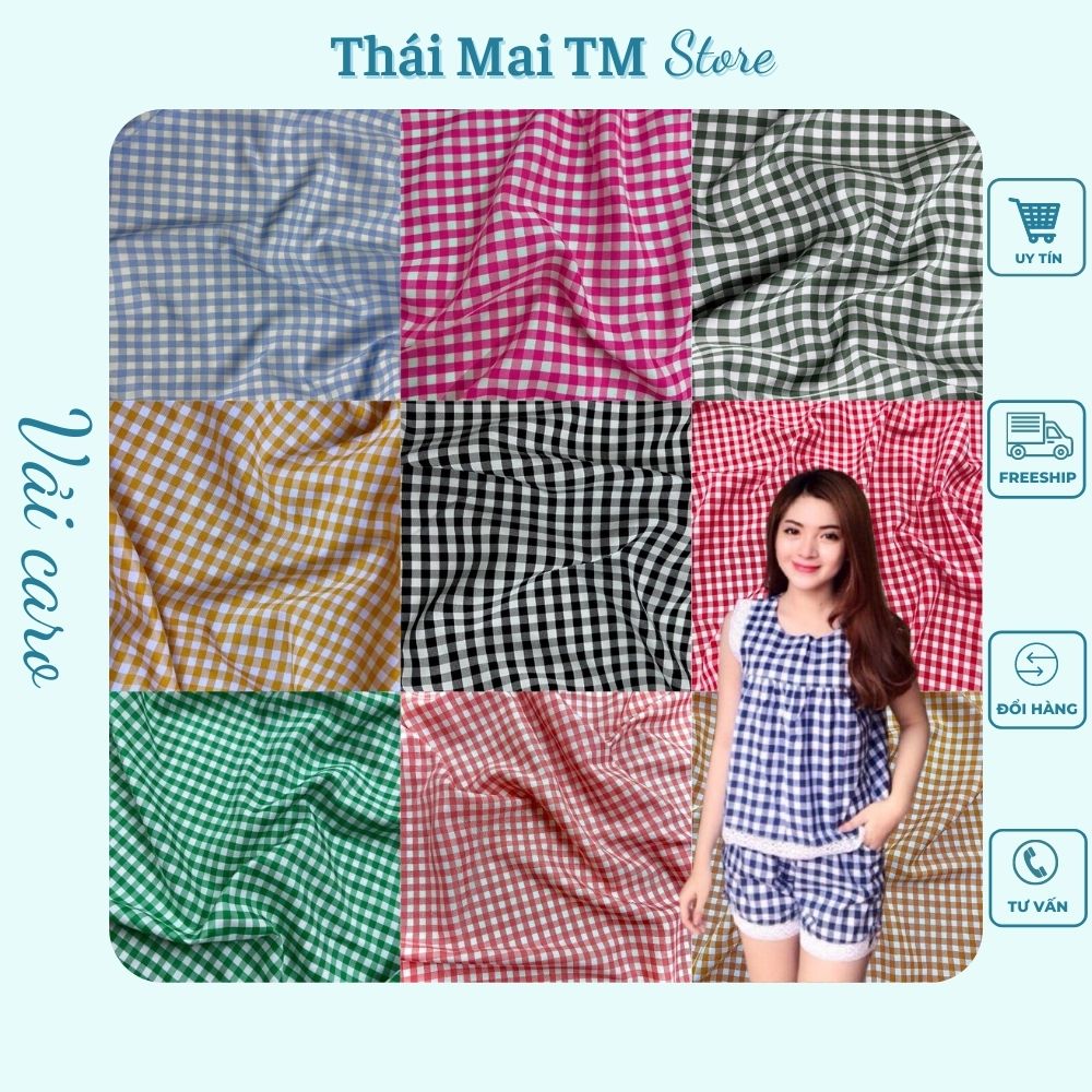 Vải Sọc caro chất mềm mại thoáng mát-Hàng chính phẩm 14 màu TháiMaiTm
