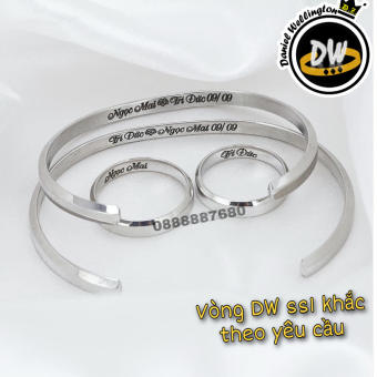 Vòng Cuff DW v1 khắc tên theo yêu cầu - Vòng tay cặp đôi thời trang Titanium thép không gỉ 316L [Bảo Hành 1 năm]