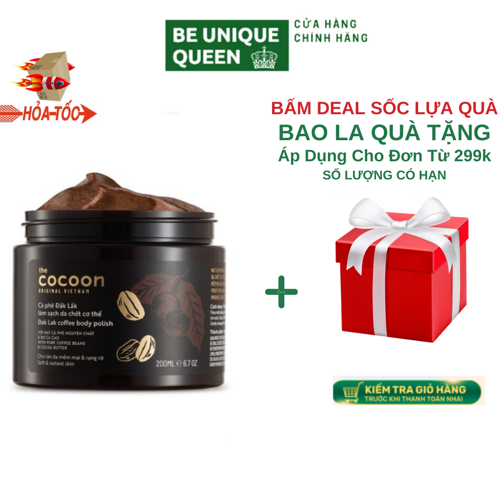 Tẩy da chết body cà phê đak lak cocoon hàng chính hãng - tẩy tế bào chết cơ thể