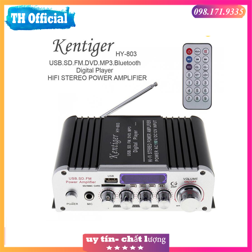 Amply 5.1 karaoke,ampli mini karaoke, ampli bluetooth, amly mini 12v kentiger hy 803 công suất lớn âm thanh hay, âm bass chuẩn, kết nối bluetooth ổn định, thiết kế nhỏ gọn dễ lắp đặt - bigsale 50%