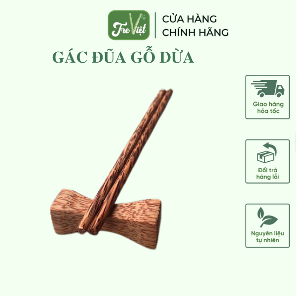Gác đũa gỗ dừa - kê đũa thìa muỗng đẹp - chopstick holder - tre việt