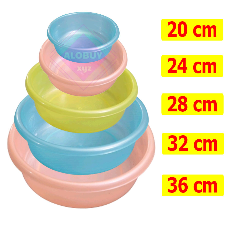 Bộ 5 thau các size 20-24-28-32-36cm. Thau rửa rau, thau rửa trái cây, đựng đồ - thau nhựa giá tốt - Giao màu ngẫu nhiên Alobuyvn, Alobuy