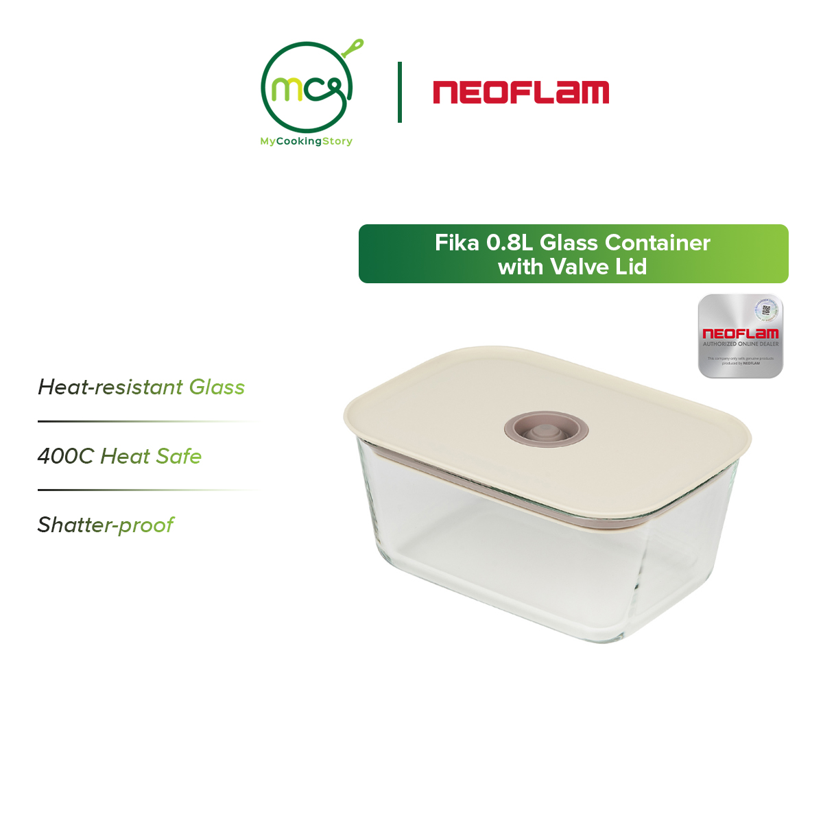 Gambar My Cooking Story   Neoflam FIKA  Clik 2600ml Borosilicate Glass Food Container