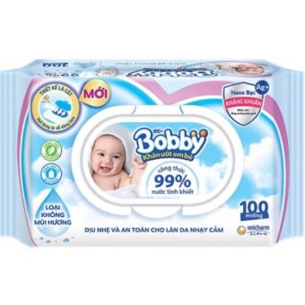 COMBO 5 GÓI KHĂN ƯỚT BOBBY CÓ MÙI/KHÔNG MÙI 100 TỜ