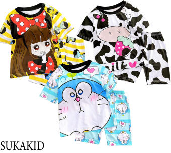 Combo 3 Đồ bộ cho trẻ em siêu đẹp hình in 3D chất liệu thoáng mát mềm mịn co hình doremon ,bò sữa ,gái nơ 6kg đên 40kg.GN03