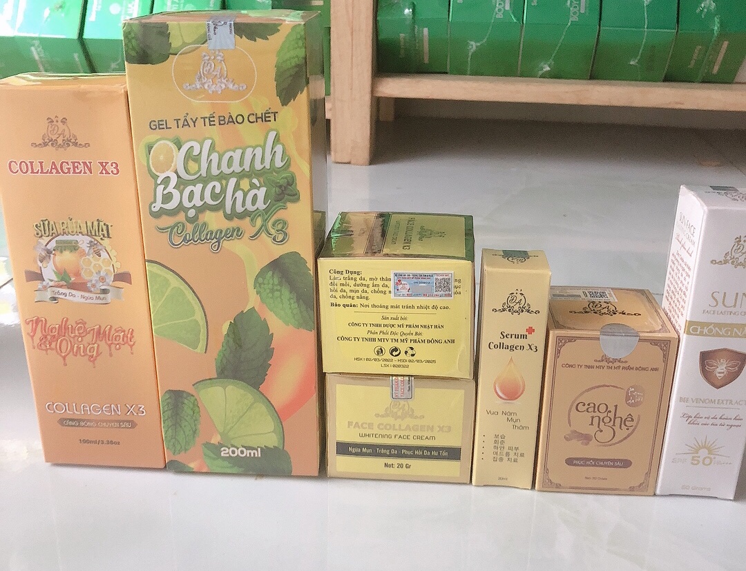 Combo 6 sản phẩm kem face + serum nám+ cao nghệ + chống nắng + tẩy + sửa rửa mặt collagen x3 dành cho da mặt