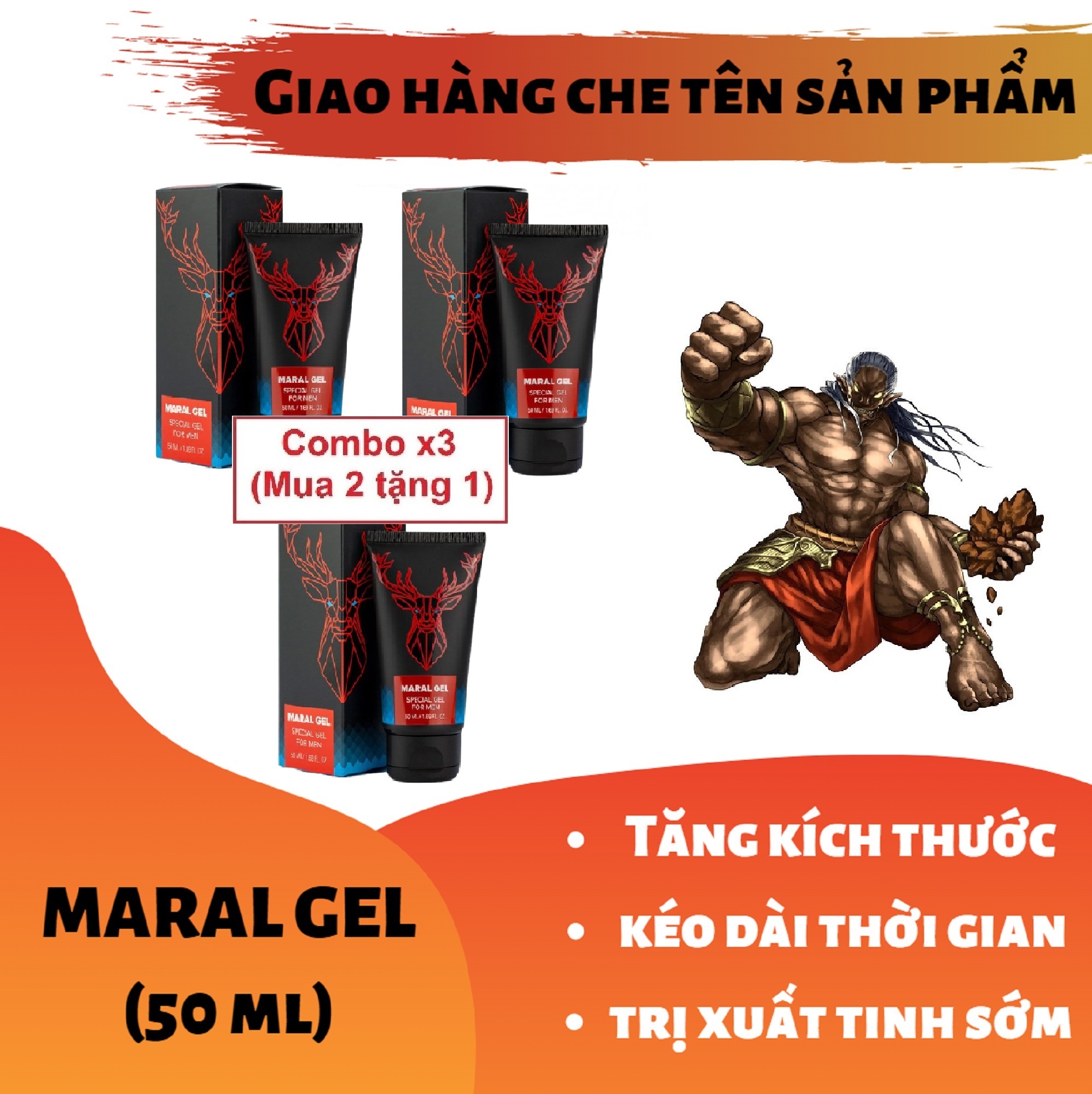 Combo x3 (Mua 2 tặng 1) (Lô mới nhất) MARAL GEL NGA ( Super Titan ) cao cấp - Gel dành cho nam - hàng chính hãng - tăng kích thước cho cậu bé (Che tên khi giao hàng)