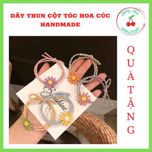Dây thun cột tóc hoa cúc handmade