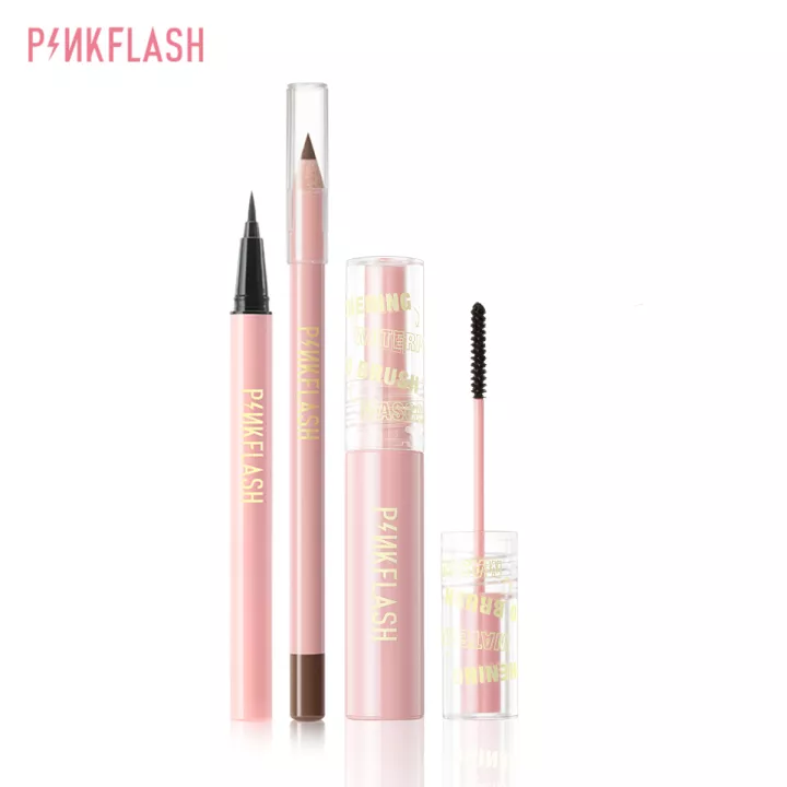 PINKFLASH Bộ mắt 2pcs bộ trang điểm bao gồm Kẻ mắt siêu mảnh+ Mascara Làm Dài Dày Cong Mi Chống Thấm Nước Lâu Trôi