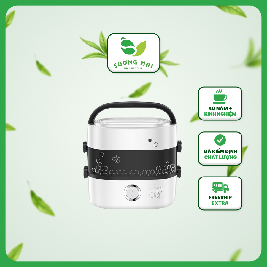 Hộp Đựng Cơm Giữ Nhiệt Cắm Điện SƯƠNG MAI Hộp Cơm Văn Phòng 4 Bát Sứ Sang Trọng Chế Độ Hâm Nóng Tự Động Dung Tích 1,5L