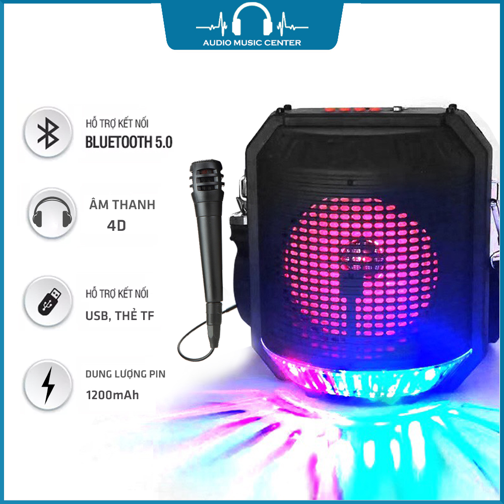 [TẶNG 1 MIC KARAOKE CÓ VANG 100K] Loa Kẹo Kéo Karaoke Bluetooth Mini ALP 401 - Tiện lợi - Âm to - Tích Hợp Đèn LED Nháy Theo Nhạc - Loa bluetooth không dây giá rẻ - Loa Karaoke Tại Nhà - BẢO HÀNH 1 ĐỔI 1 NẾU LỖI