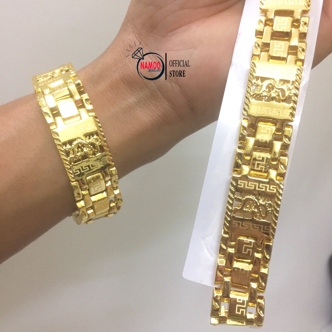 Lắc tay nam, vòng tay nam mạ vàng l682 hình rồng namoo jewelry