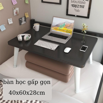 Bàn học gấp gọn mini mặt gỗ chân nhựa thông minh ngồi bệt để giường laptop xếp gọn dành cho học sinh, sinh viên