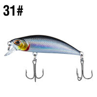 1Pcs 35 Colors Fishing Lure 5g/5cm Sinking Minnow 3D Eyes Laser Trolling Plastic Buzz Bait Lure With 2 Trible Hook