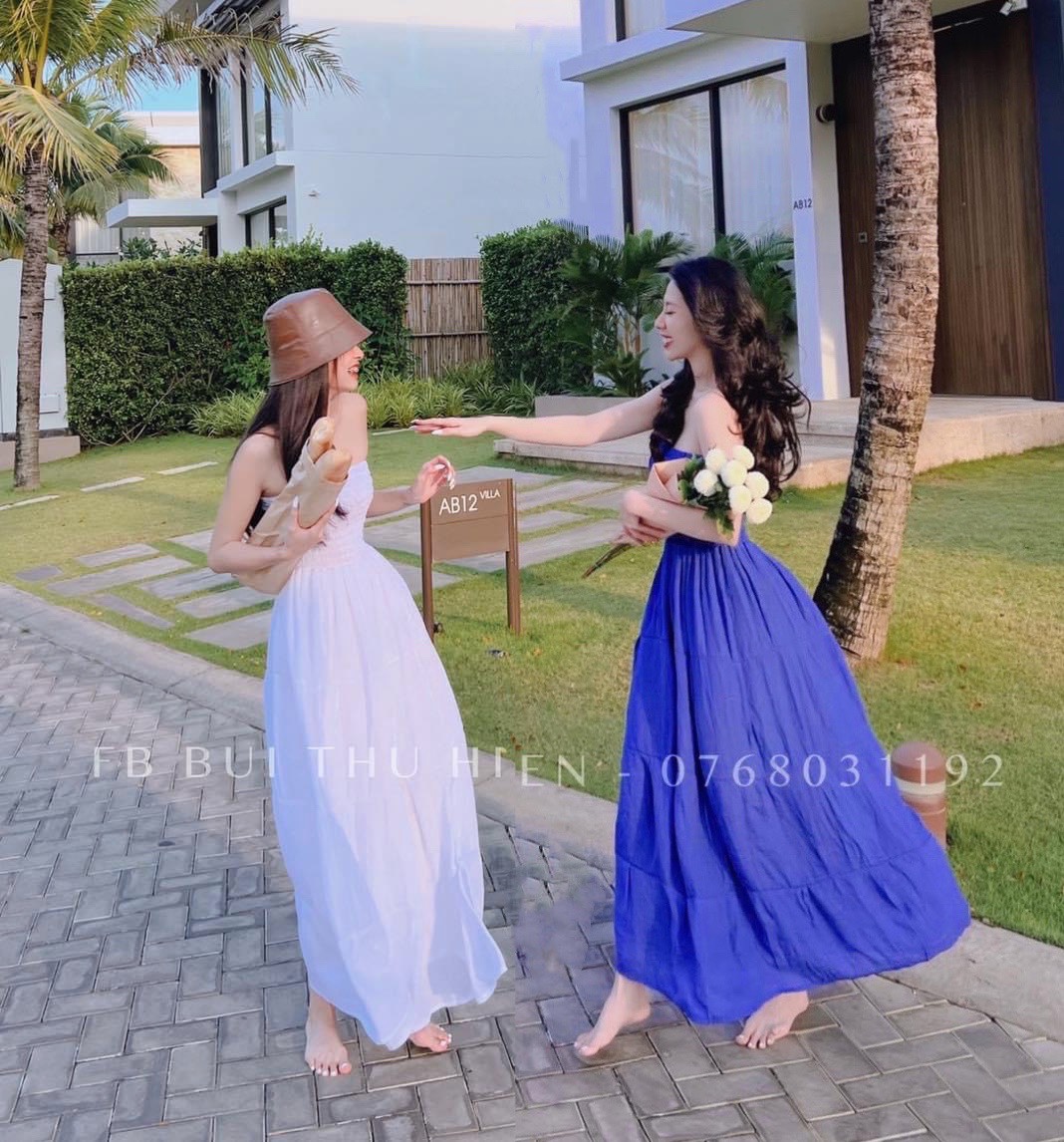 Đầm maxi xoè dài cúp ngực bo chun tiểu thư - đầm nữ đẹp dáng xoè