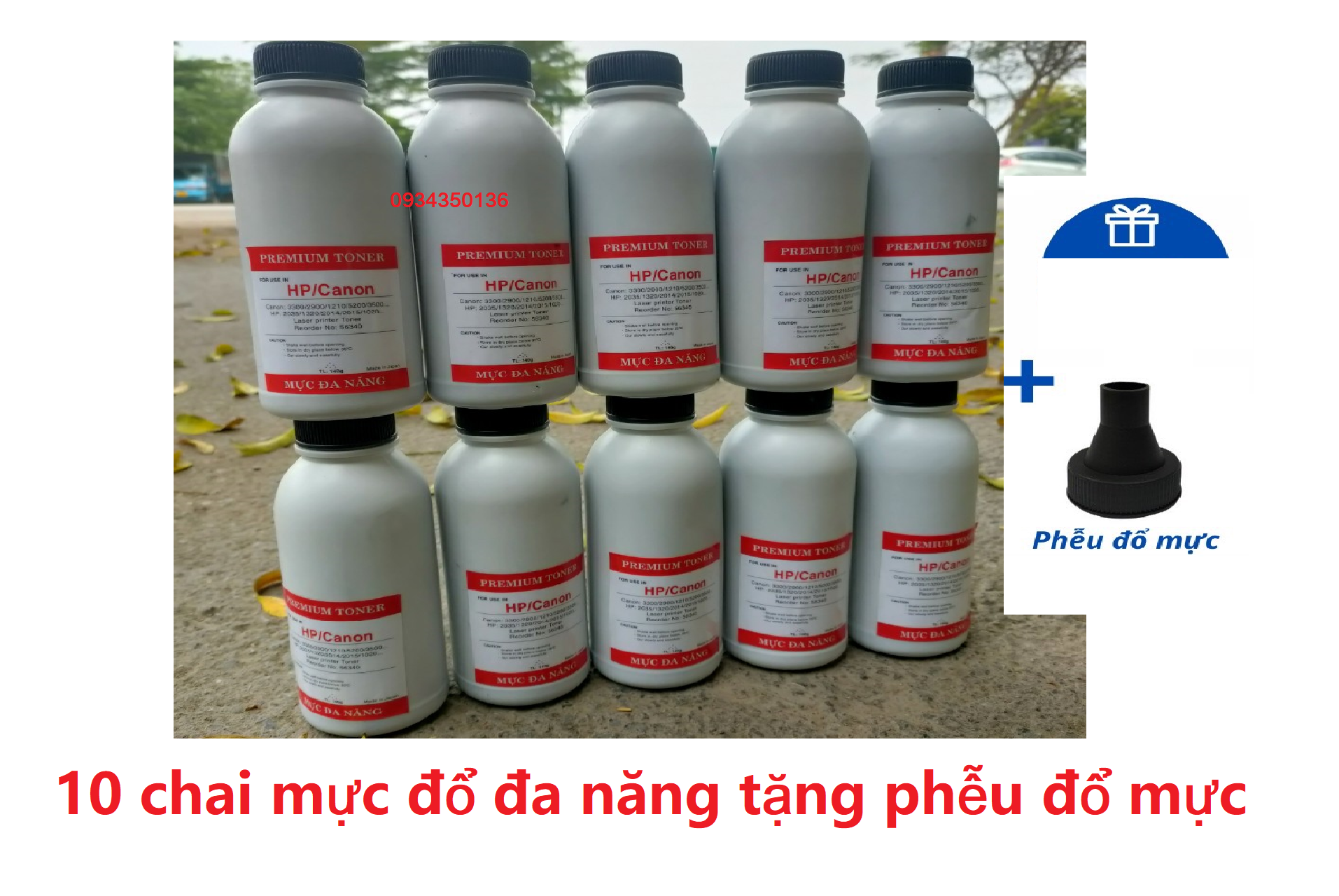 10 mực đổ đa năng chai dài được tặng phễu