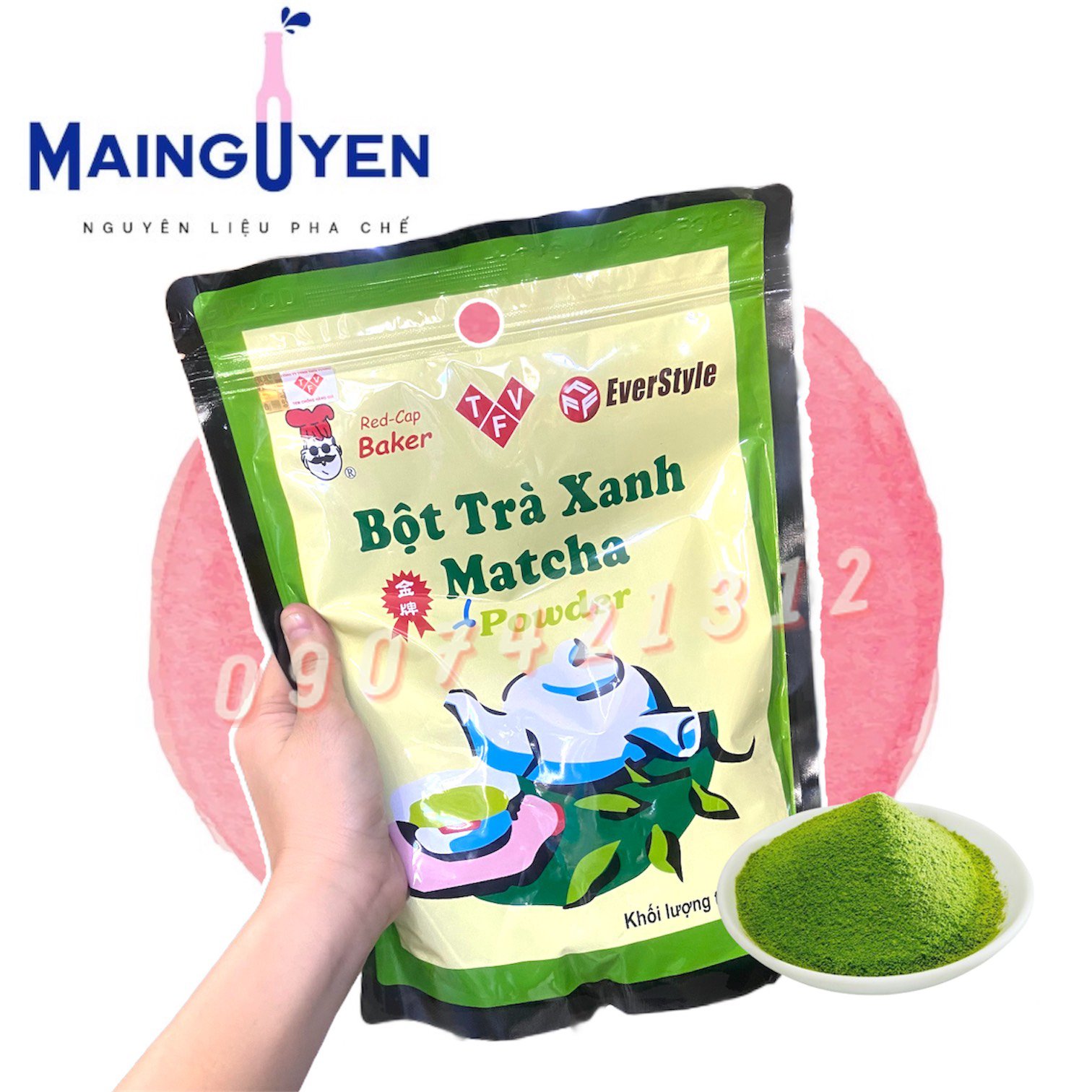 Bột trà xanh matcha powder 500g đài loan_nguyên liệu pha chế mai nguyên