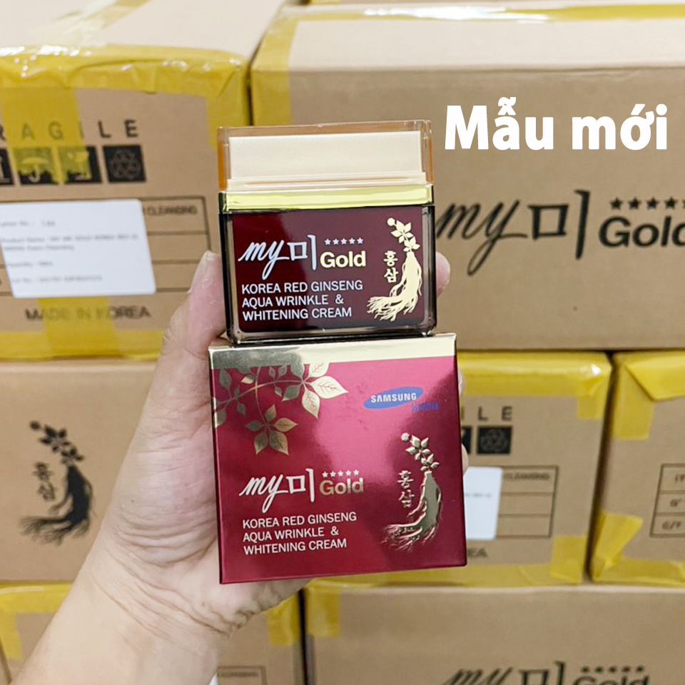 Kem sâm My Gold Korea Red Ginseng Aqua Wrinkle &amp; Whitening Cream dưỡng da Hàn Quốc chính hãng 50ml