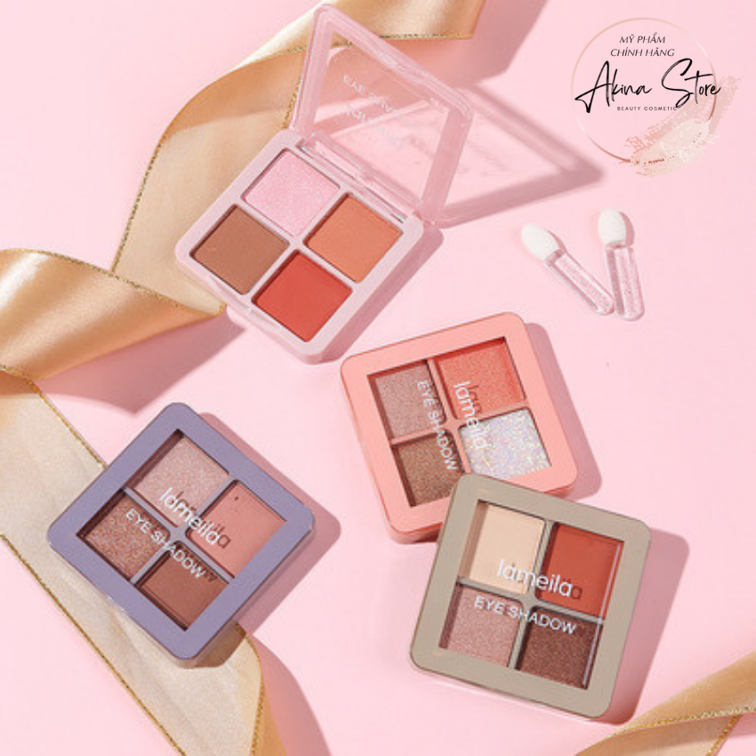 [Free Ship+Quà]Phấn mắt 4 ô Lameila 5086,phấn mắt có nhũ,bảng phấn mắt,màu mắt nội địa trung chính hãng lì mịn,đẹp,lâu trôi ,chuẩn màu thời thượng lấp lánh cá tính eye shadows-akina store