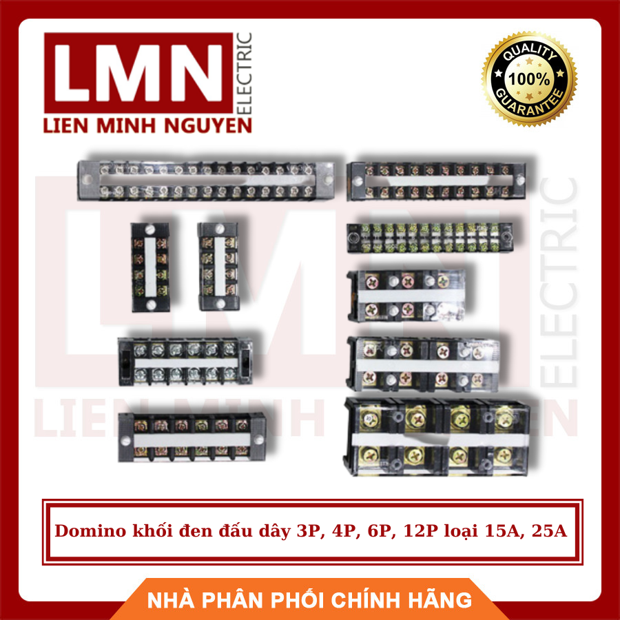 (Combo 2) Domino khối đen đấu dây 3P, 4P, 6P, 12P loại 15A, 25A