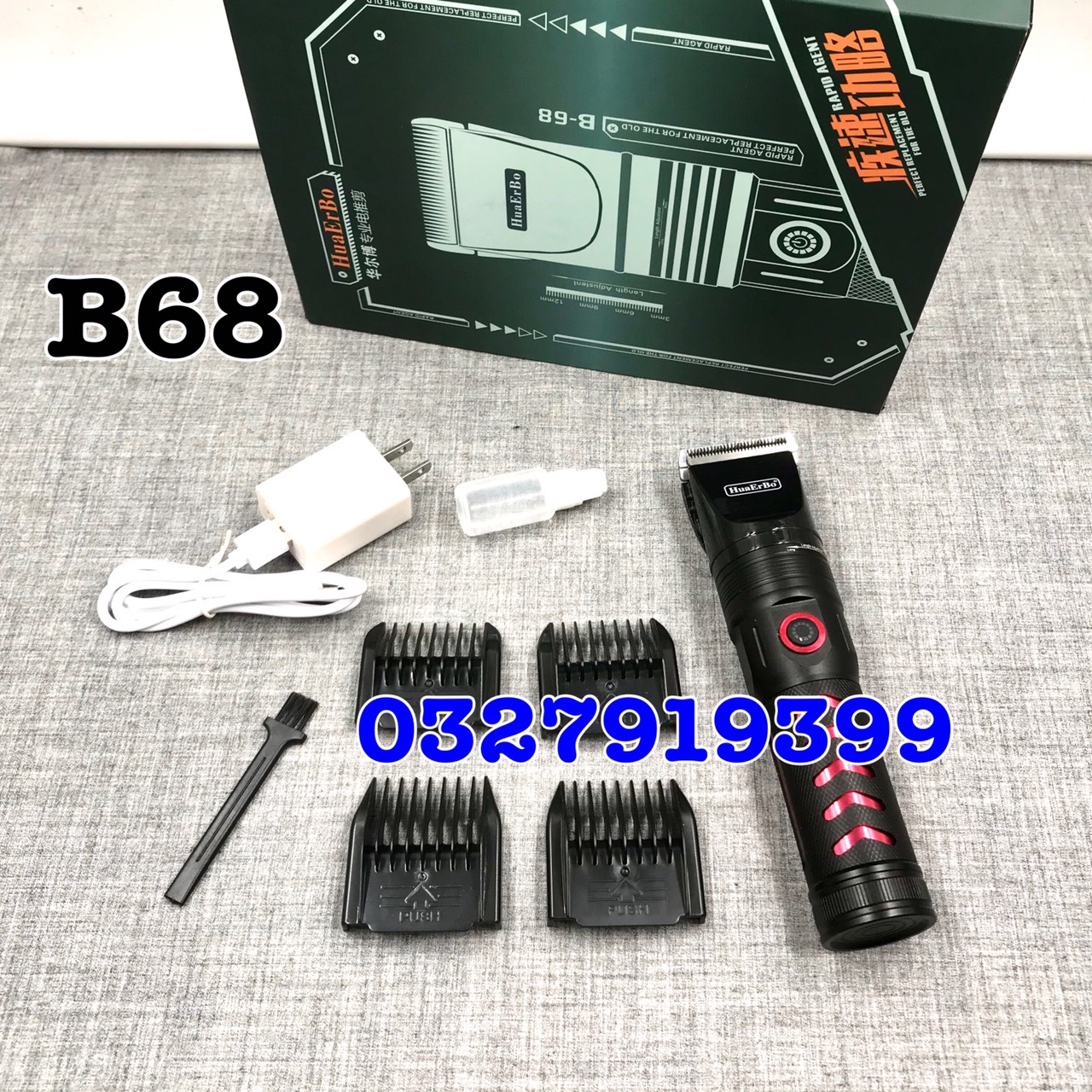 Tông đơ cắt tóc pin trâu HuaErBo B68