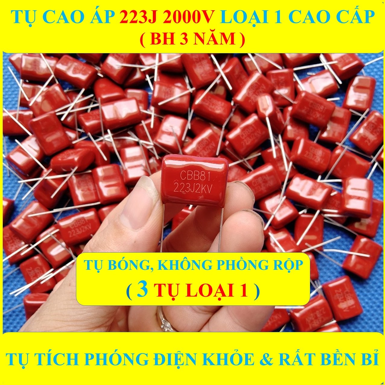 3 Tụ đỏ CBB81_223J_2000V cao áp LOẠI 1 cao cấp + (BH 3 NĂM) TỤ KHỎE và RẤT BỀN BỈ