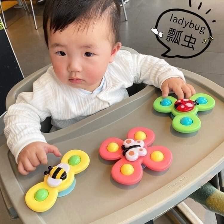[COMBO] Sét 3 con quay spiner S1 Onekids đồ chơi giáo dục trẻ em thông minh spiner chong chóng hình côn trùng có cốc hút dính được lên kính, gỗ, tường