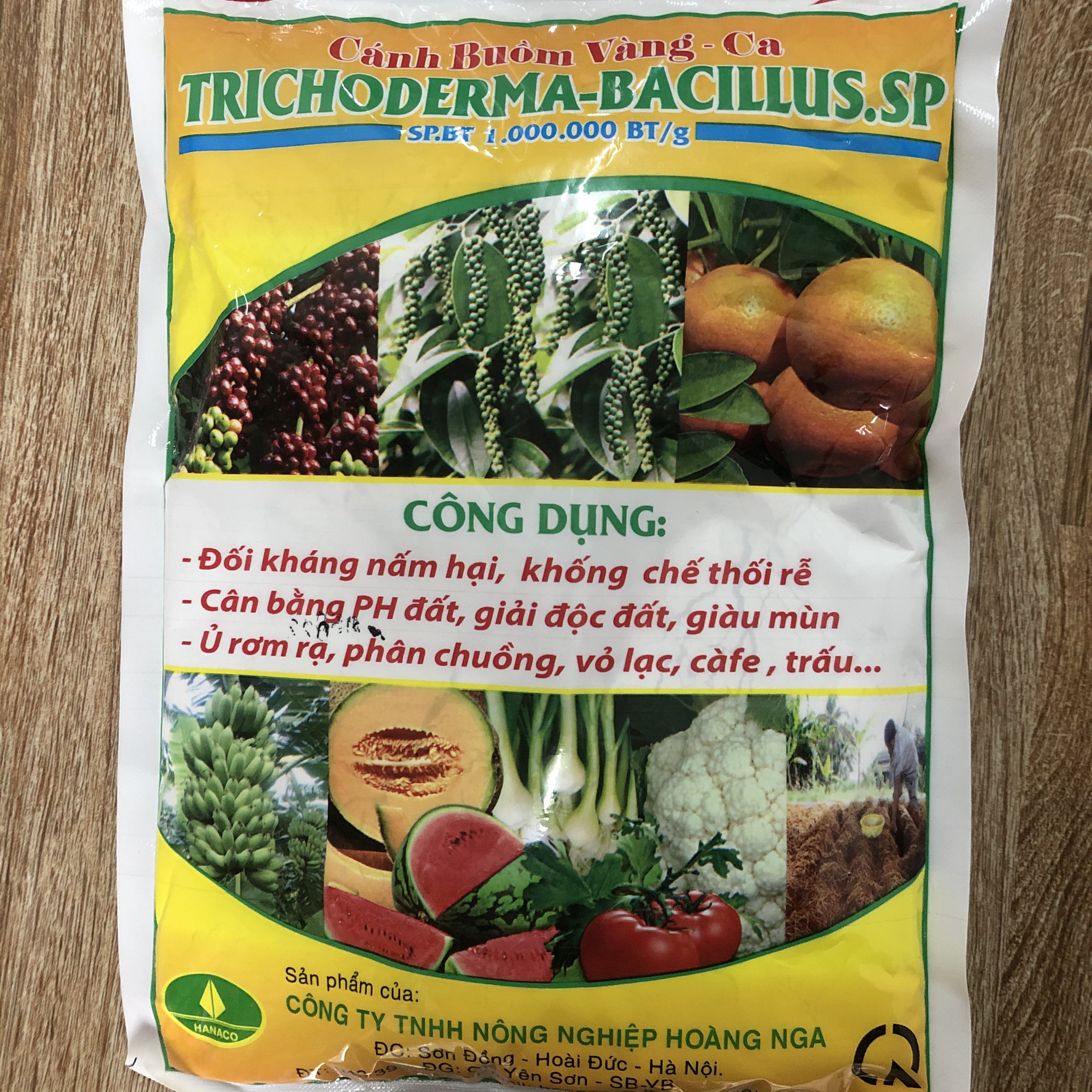 Trichoderma Bacillus 1Kg; Đối kháng nấm bệnh, khống chế thối rễ, cân bằng Ph của đất, giải độc đất, giàu mùn, ủ rơm rạ, phân chuồng, vỏ lạc, cafe, trấu...