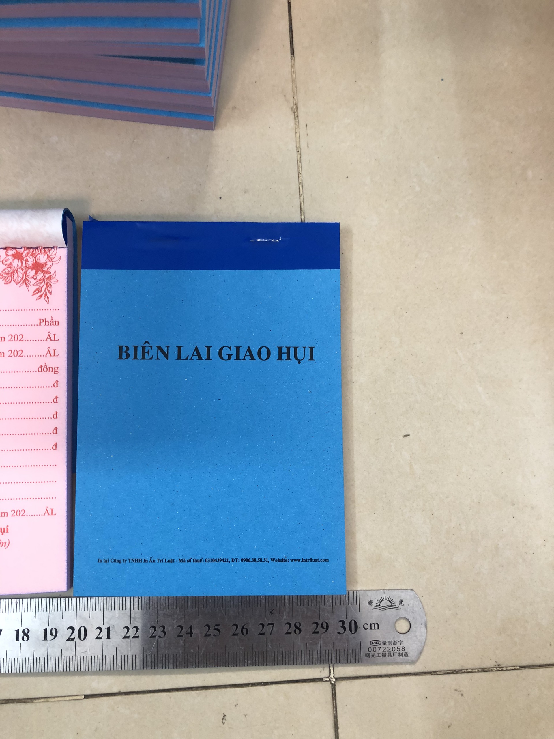 Biên lai giao hụi 2 liên a6