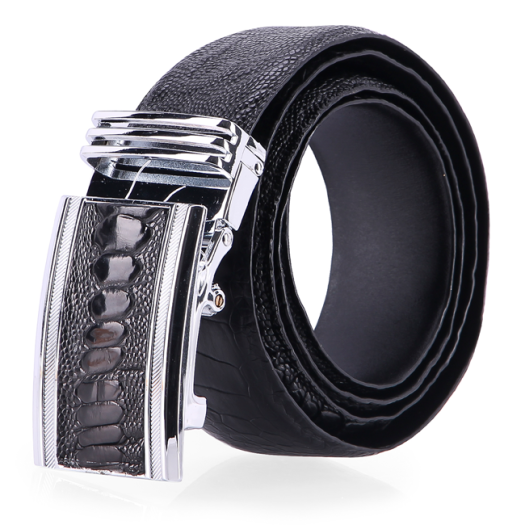 HK4417 - Dây nịt nam da đà điểu 4P màu đen