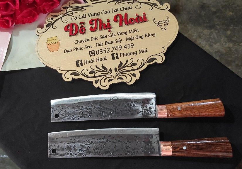 Dao thái nhỏ bản 20x5cm, dao làng nghề rèn truyền thống phúc sen, chất liệu nhíp ô tô