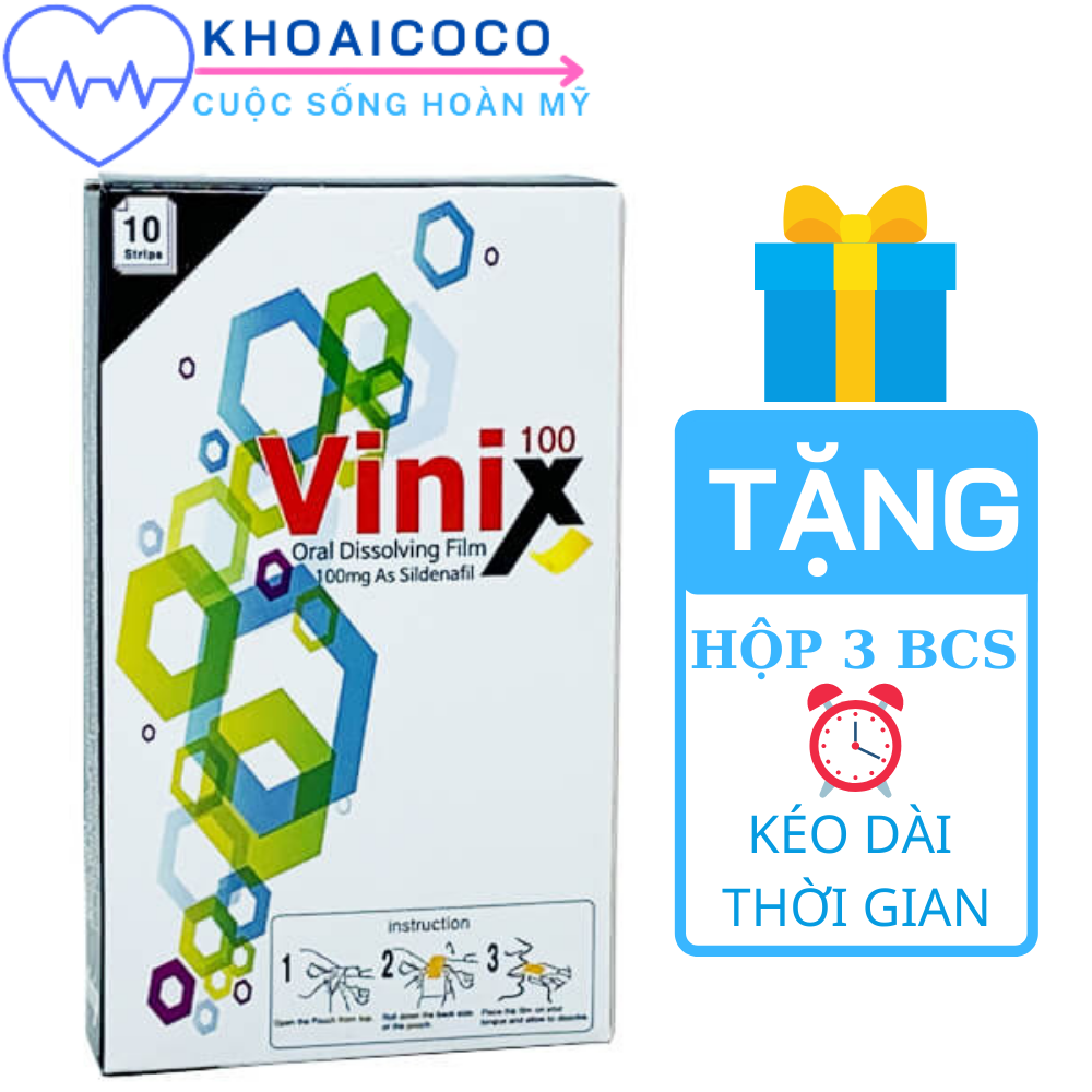 10 tem vinix 100mg chính hãng + tặng 03 bcs kéo dài thời gian yêu