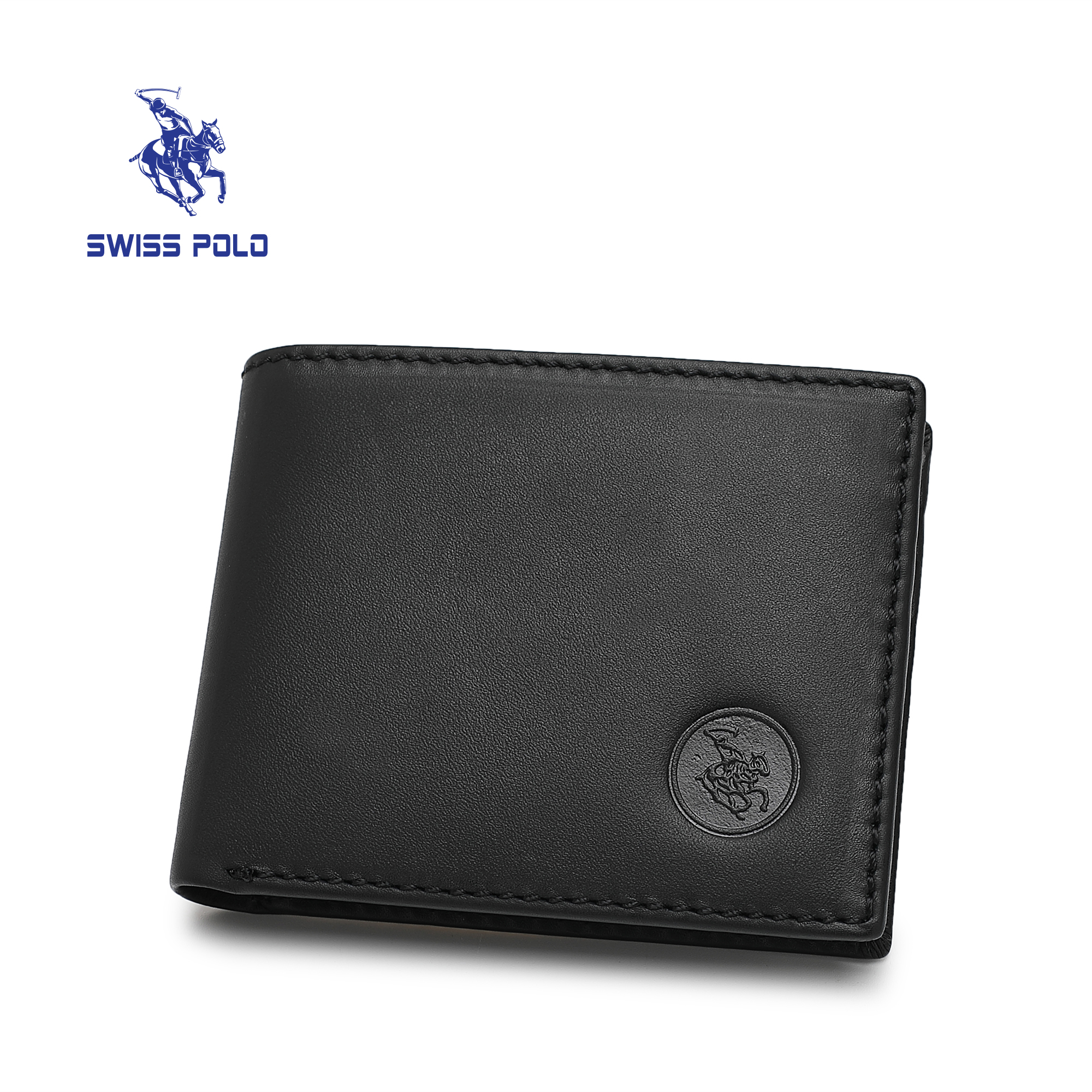 SWISS POLO Genuine Leather RFID Short Wallet SW 180-5 BLACK