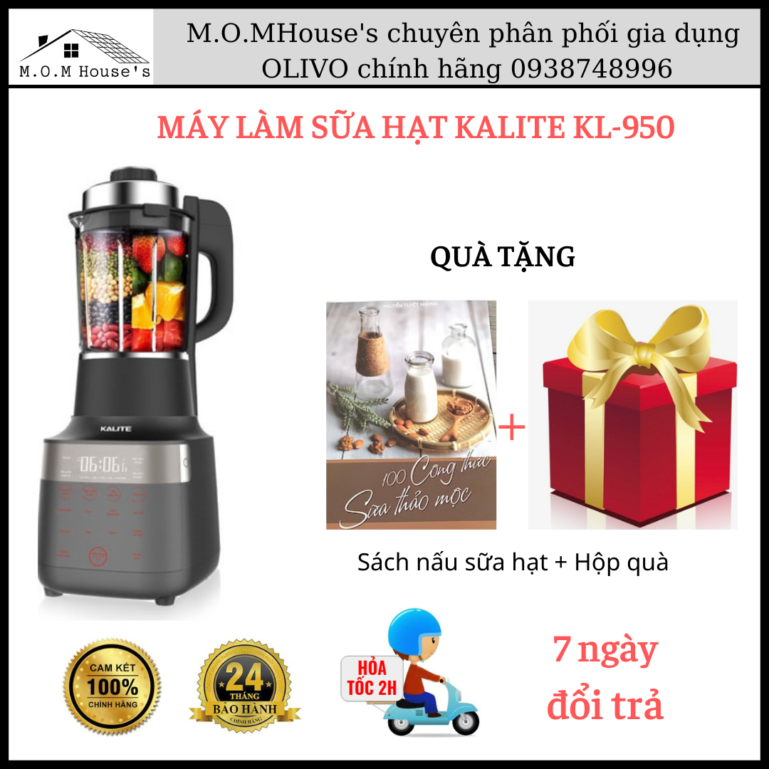 Máy Làm Sữa Hạt Đa Năng Kalite KL-950 - 1.75 Lít - 2700W-M.O.M House's-14 chức năng nấu-có chế độ khử khuẩn máy-êm nhất thị trường