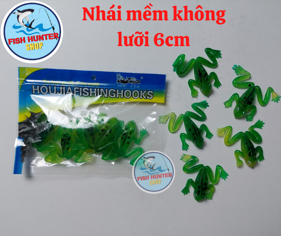 Mồi nhái mềm không lưỡi 6cm bịch 5 con câu lure/ Mồi nhái giả câu cá lóc