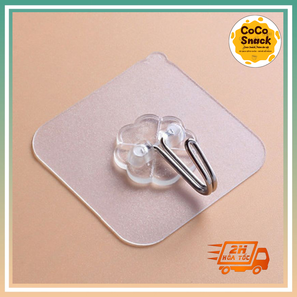 Móc dán tường siêu dính, móc dán tường treo đồ trong suốt chịu lực tốt 6x6 cm
