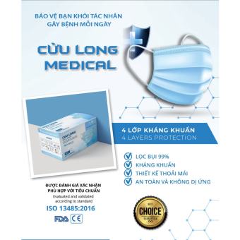 1 hộp (50 cái) khẩu trang kháng khuẩn CỬU LONG hàng chính hãng