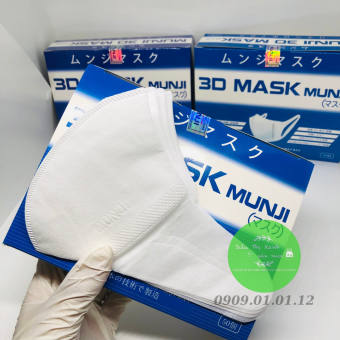 Khẩu trang 3d quai mềm hãng Munji (hộp 50 cái), 3d mask người lớn kiểu dáng hàn quốc