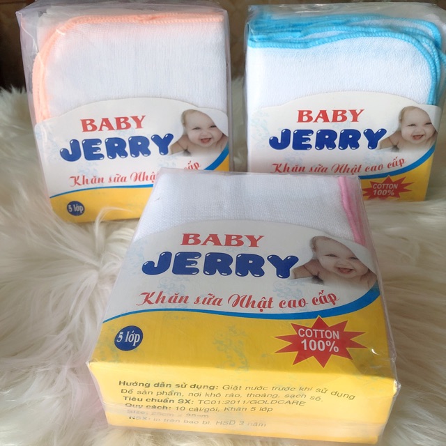 10 khăn sữa jerry baby 5 lớp cho bé yêu