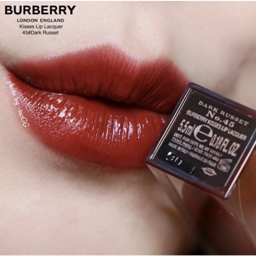 Son kem Burberry Kisses Lip Lacquer Dark Russet No.45 Son bong TheFaceHolic