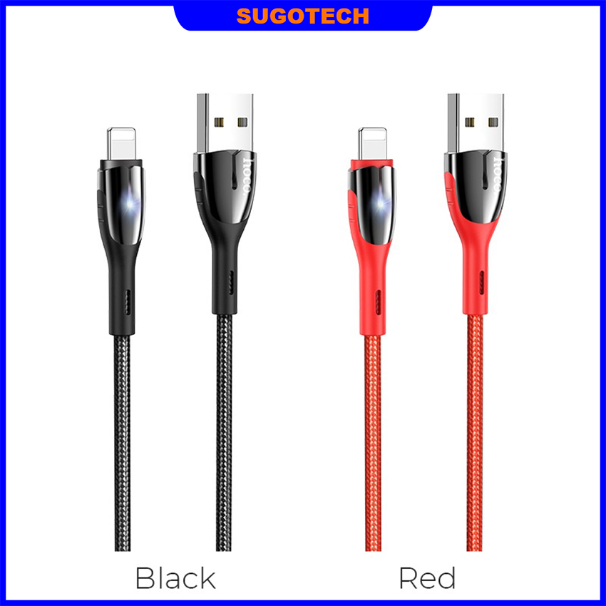 Dây cáp sạc nhanh iphone có đèn báo 2.4A Hoco U89 chính hãng