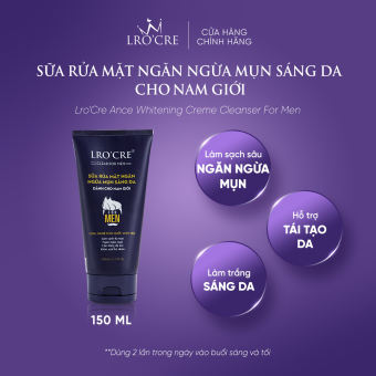Sữa rửa mặt ngăn ngừa mụn sáng da cho nam/ Lro'Cre Ance Whitening Creme Cleanser For Men/150 ml