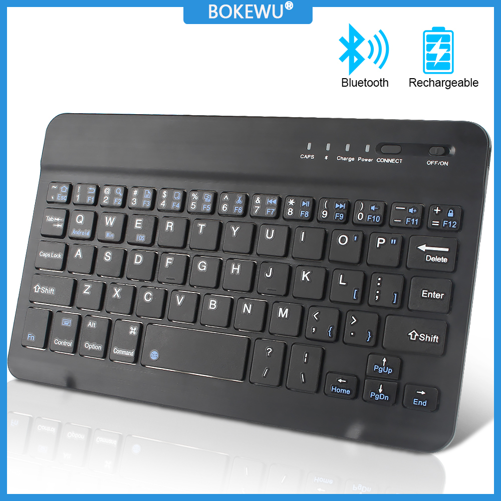 Bokewu bluetooth bàn phím không dây siêu mỏng bàn phím có thể sạc lại bàn phím cho điện thoại máy tính bảng máy tính xách tay pc
