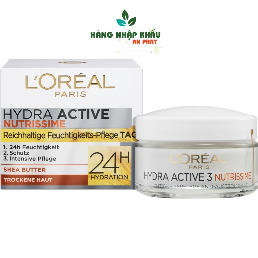 Kem dưỡng ẩm da khô nhạy cảm Loreal Hydra Active 3 Nutrissime 24h, 50ml