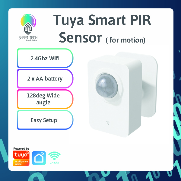 Tuya WiFi PIR Motion Sensor – 2.4GHz Wireless Infrared Detector, 120° Wide Angle, 5-7m Range, Smart Home Alarm System (Indoor/Outdoor)