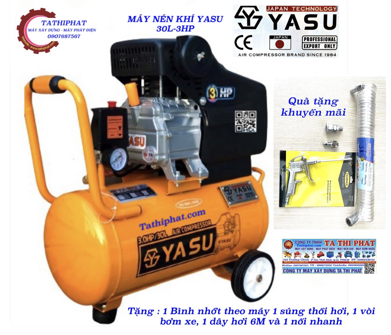 Máy nén khí yasu nhật 30l chính hãng 3.0hp