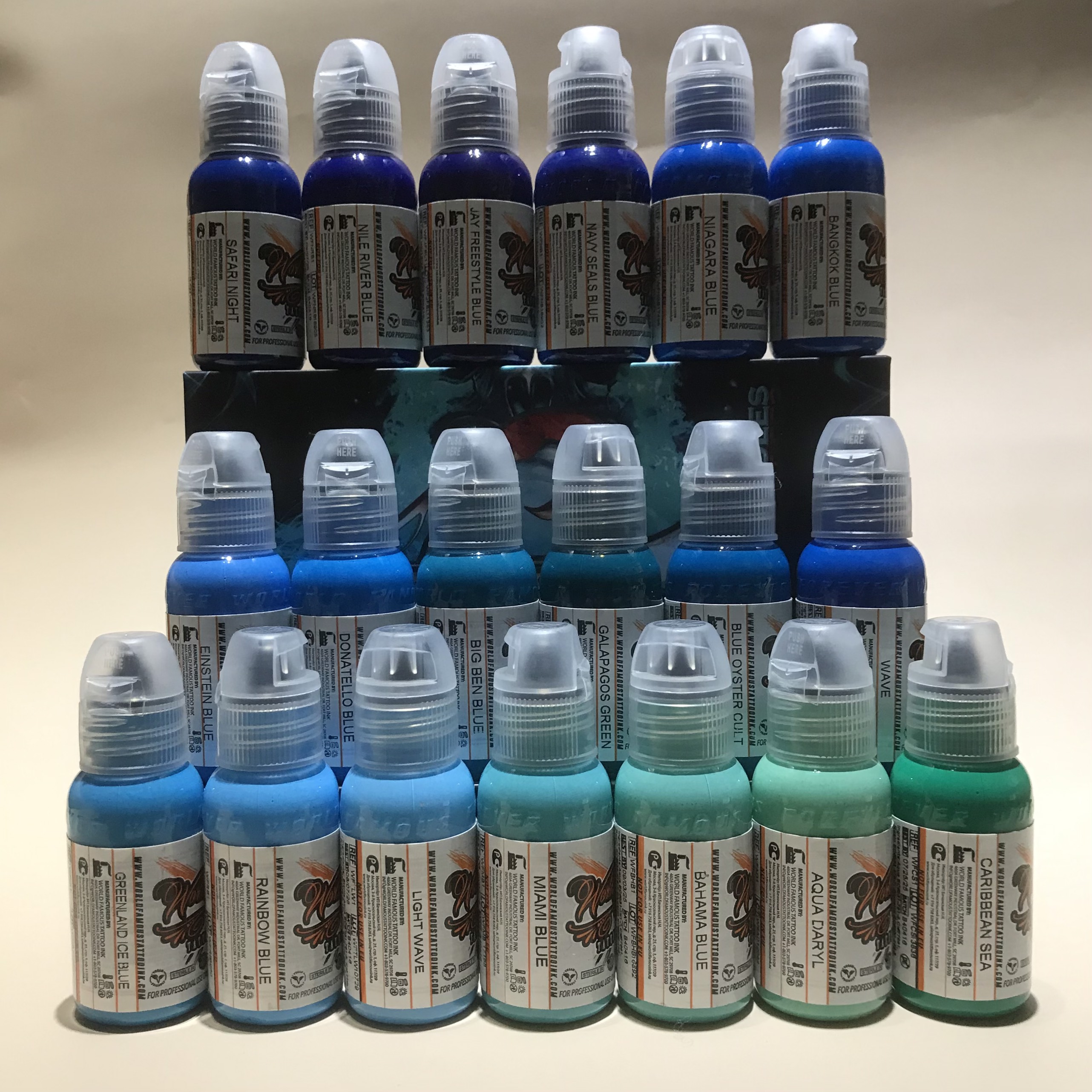 Mực xăm tattoo World Famous tông XANH chai 1oz