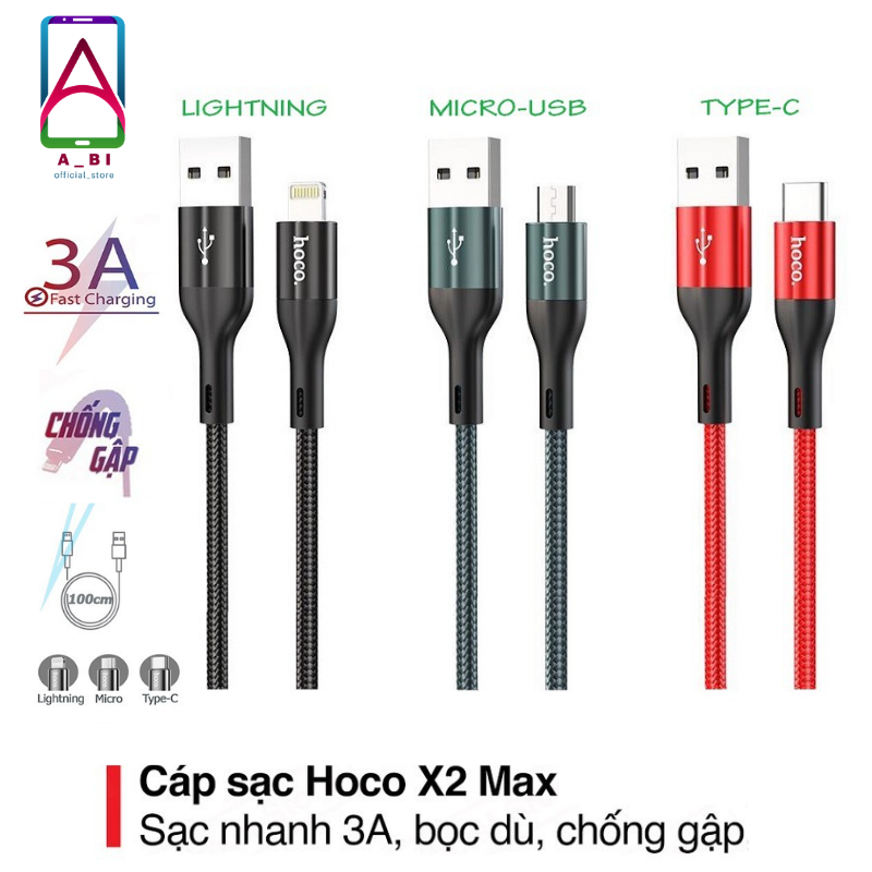 Cáp sạc nhanh lightning Hoco X2 Max 1M cho iphone/ipad /androi chính hãng