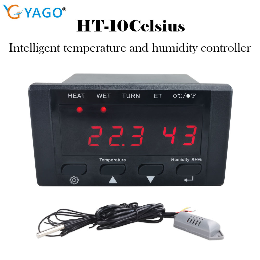 Rcyago bộ điều khiển lồng ấp 110 ~ 220v bộ điều khiển nhiệt độ và độ ẩm thông minh cho lồng ấp trứng bộ điều nhiệt 0 ~ 99 ° c 0 ~ 99% rh cho lồng ấp